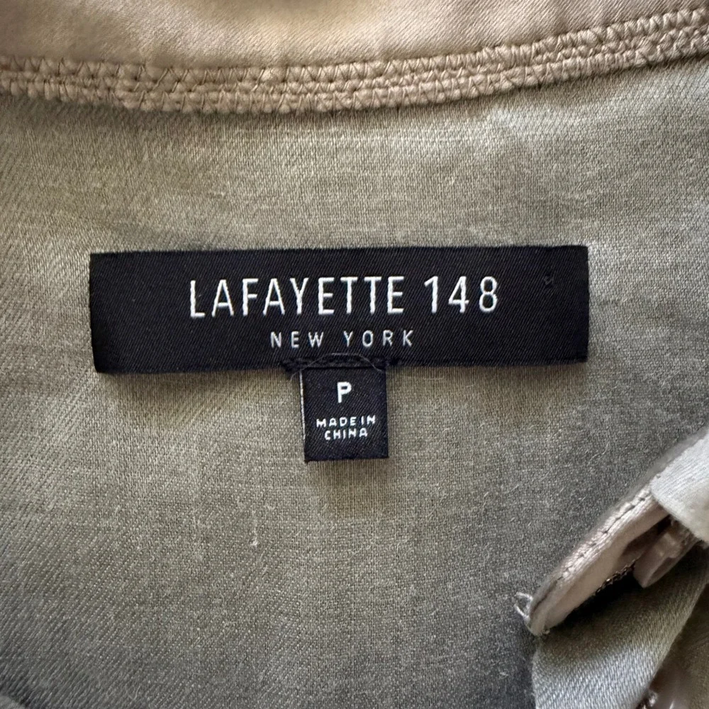 Lafayette 148 New York Sage Green Grey Button Down Tunic Shirt Womens Petite P - Picture 12 of 13